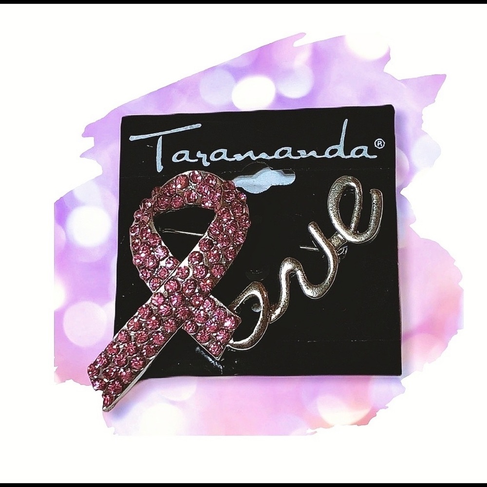 Pink Ribbon Crystal Embellished Love Pin/Broach